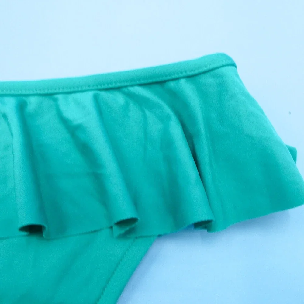 Victorias Secret Medium Green Ruffle Frill Hipster High Waist Bikini Bottom Aqua